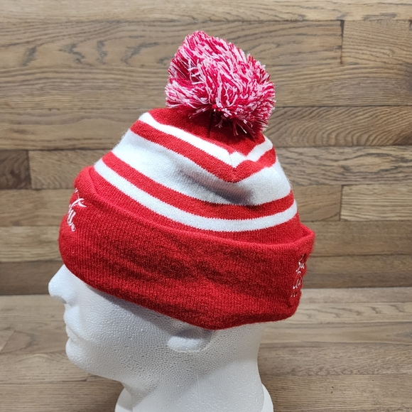 Coca-Cola Bush Gardens Red Knit Hat W/ Pom Beanie - Picture 3 of 5